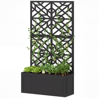 Metal Raised Garden Bed with Trellis for Climbing Plants