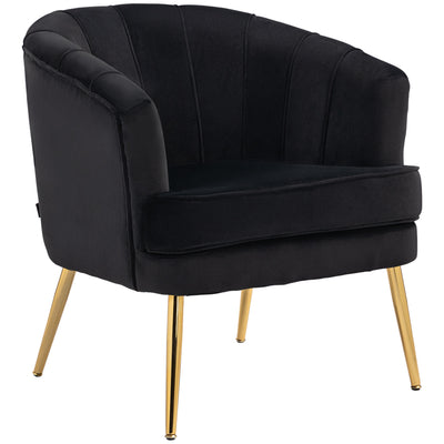 Fauteuil en tissu, Chaise d'appoint moderne avec pieds en métal doré pour salon