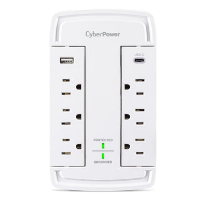 CyberPower CSP6WSUC Surge Protector, 2400J, 6 Outlets