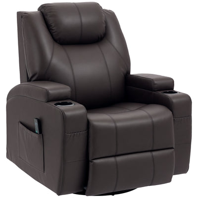 Massage Recliner Chair, Swivel Nursery Rocker Chair, Manual Reclining Sofa with 8 Vibration Points, PU Leather