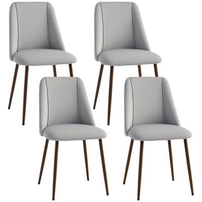 Upholstered Dining Chairs Set of 4, Velvet Accent Chair with Back and Wood-grain Steel Leg for Kitchen