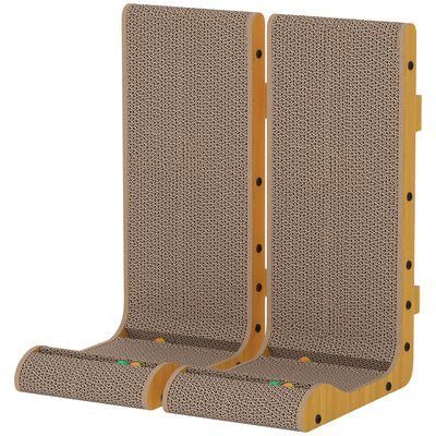 2PCS Cat Scratching Board L Shape Cat Scratcher Cat Scratching Pad with 3 Toy Balls