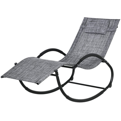 Outdoor Rocking Chair, Patio Zero Gravity Rocker with Mesh Seat and Padded Pillow for Indoor