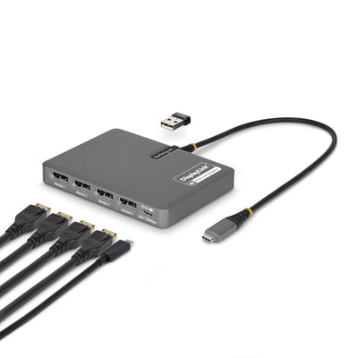 StarTech.com Adaptateur Poste de Travail USB-C vers Quad-Monitor, 4K 60Hz Affichage