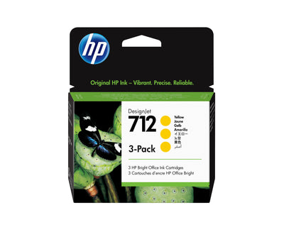 HP 712 3-pack 29 ml Cartouche d'encre jaune DesignJet