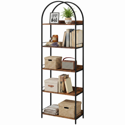 Bookshelf 5 Tier Arched Bookcase, 73.2