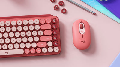 Souris Logitech POP - Rose Heartbreaker, sans fil, personnalisable