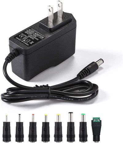 Bloc d'alimentation 12V 2A adaptateur de remplacement CA avec 8 embouts, régulé 12 V