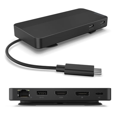 Lenovo USB-C Dual Display Travel Dock - 7 Ports, Integrated USB-C Cabl