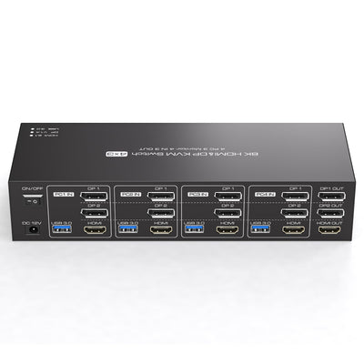 8K HDMI + 2 Displayport KVM Switch 3 Monitors 4 Computers 4K144Hz KVM