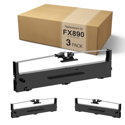 3 Pack FX 890 Compatible Printer Ink Ribbon Replacement for Epson S015