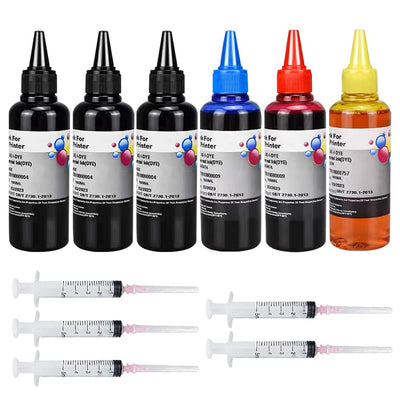 6-Pack Universal Dye Ink Refill Kit for All HP Canon Epsn Brother Prin