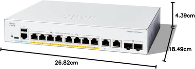 Commutateur Cisco Catalyst C1300-8P-E-2G 8 ports GE PoE avec 2x1G combo
