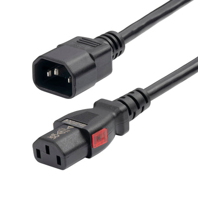 StarTech 10FT (3M) Power Extension Cord, PDU Style IEC 60320 C14 to Locking C13, PDU Power Cord, 10A 250V, 18AWG, Power Extension Cable, UL Listed
