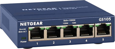 NETGEAR 5-Port Gigabit Ethernet Unmanaged Switch (GS105NA) - Desktop o