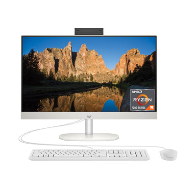 HP 23.8 inch All-in-One Desktop PC, FHD Display, AMD Ryzen 3 7320U, 8