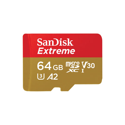 SanDisk 64GB Extreme microSDXC UHS-I Memory Card with Adapter - C10, U