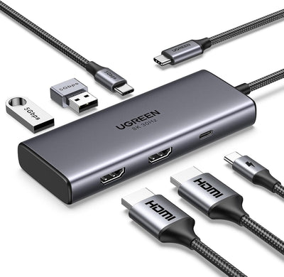 UGREEN 6 in 1 Docking Station for Laptop Dual Monitor, Dual 4K@60Hz Si