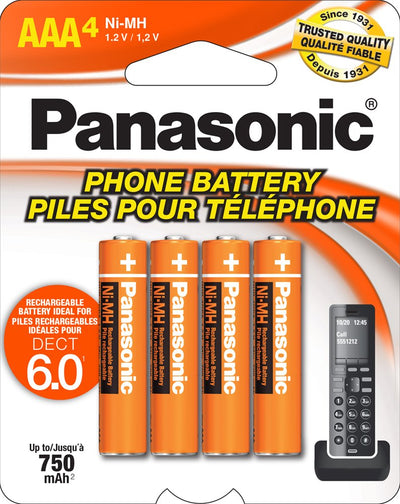 Panasonic Genuine HHR-4DPA/4B AAA NiMH Rechargeable Batteries for DECT