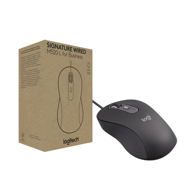 Logitech Signature Wired M520 L for Business, Optical Wired Mouse, USB