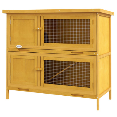 Wood Rabbit Hutch with 2 Large Main House