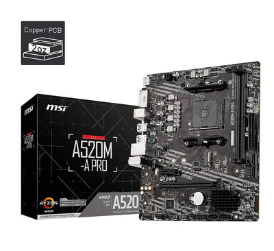 MSI A520M-A PRO Gaming Motherboard (AMD Ryzen 5000, AM4, DDR4, PCIe 3.