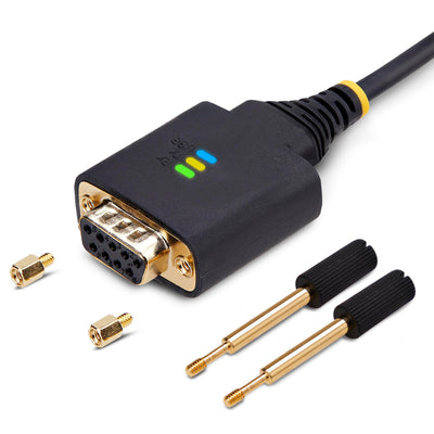 StarTech 1FT (30CM) USB to Serial Adapter Cable, COM Retention, Interchangeable Screws/NUTS, USB-A to DB9 RS232, FTDI IC, ESD Protection