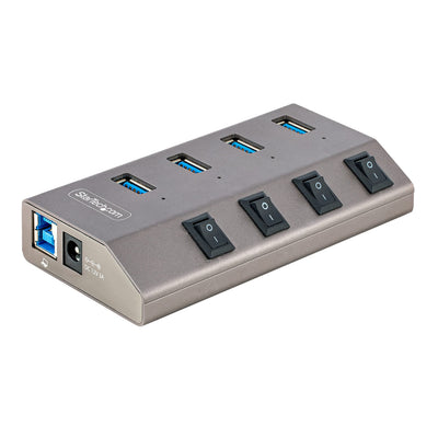 Concentrateur USB-C 4 ports autoalimenté StarTech avec interrupteurs marche/arrêt individuels