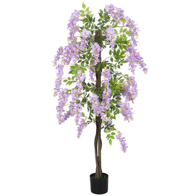 Faux glycine 5,9FT avec tronc bois naturel, plant plancher faux verdure grand
