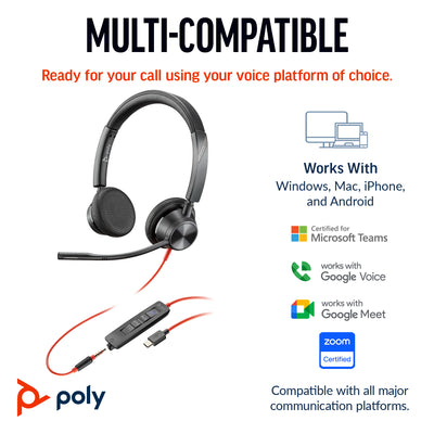 HP Poly Blackwire 3325 Microsoft Teams USB-C Headset
