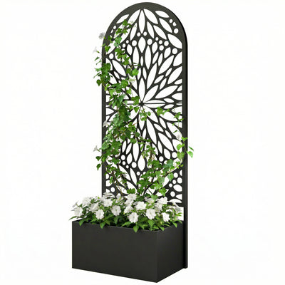 Metal Raised Garden Bed with Trellis for Climbing Plants