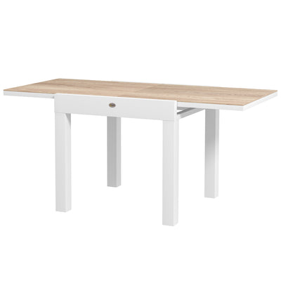 Extendable Patio Dining Table, Aluminum Frame Outdoor Patio Table with Faux Wood Top for Garden Backyard