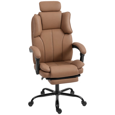 Reclining Office Chair, Executive Desk Chair with Pet-Friendly Fabric, Headrest, Footrest, Swivel Wheels