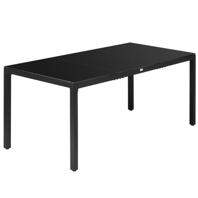 Rectangular Outdoor Dining Table for 8 People with Tempered Glass Top and Aluminum Frame