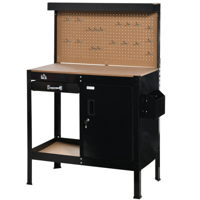 Multipurpose Tool Workbench for Garage, Garage Bench with Storage Drawer, Lockable Cabinet