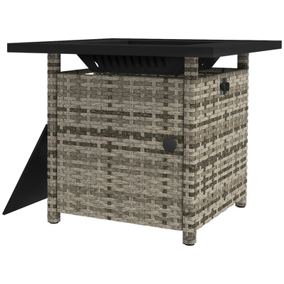 Outdoor PE Rattan Propane Fire Pit Table, 50, 000 BTU Pulse-Ignition Wicker Fire Table