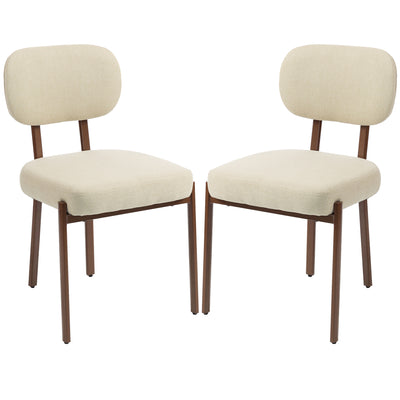 Upholstered Linen Fabric Kitchen Chairs, Modern Dining Chairs Set of 2 with Metal Legs