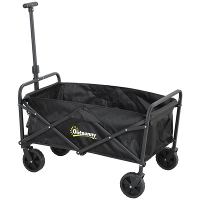 Collapsible Folding Garden Cart, Heavy Duty Lawn Wagon with Universal Wheels and Adjustable Handle