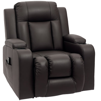 Swivel Massage Recliner Chair Rocker, Overstuffed Manual Reclining Sofa, PU Leather Rocking Chair with Side Pockets