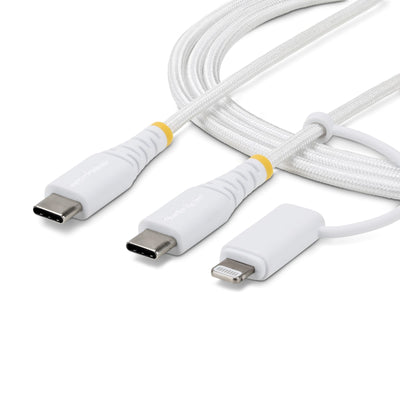 StarTech.com Câble de Charge USB-C 2m (6pi) 2-en-1 Robuste avec Lightnin