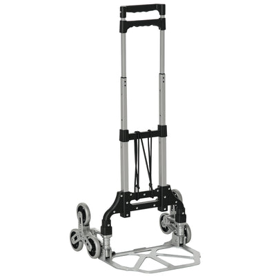 6-Wheels Stair Climber Hand Truck, Dolly Heavy Duty Folding Steel Load Cart with Adjustable Telescoping Handle for Moving