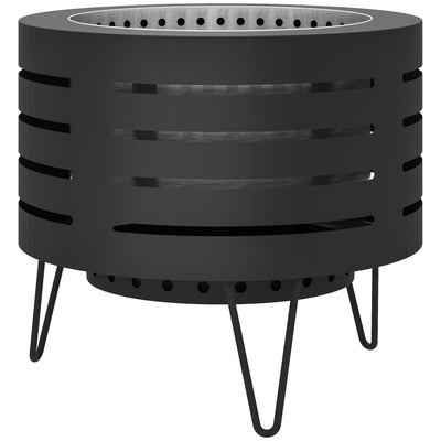 Round Fire Pit with Fire Poker, Portable Wood Burning Firepit with Ash Tray and Hairpin Legs