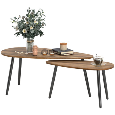 Ensemble de 2 tables basses pour salon, tables gigognes style industriel avec pieds en acier