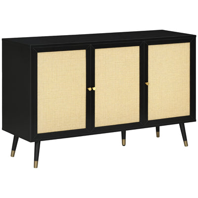 Kitchen Sideboard Cabinet, Boho Storage Cabinet with Shelves, Wood Legs