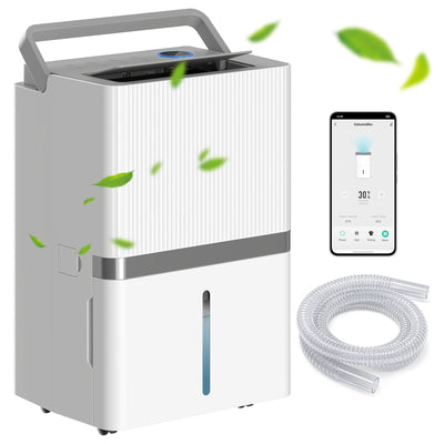 Déshumidificateur intelligent 100 pintes, 5 200 pi ca, Déshumidificateur WiFi grand format avec application