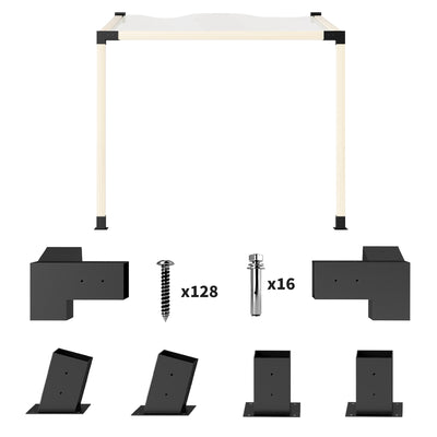 Pergola Kit, 15° Slanted Pergola Bracket Kit with 3-Way Brackets, Wall Mounts for 3.6