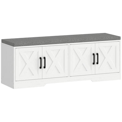 Shoe Bench with Cushion Shoe Storage Bench with Doors Adjustable Shelves for Entryway
