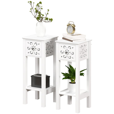 Ensemble de 2 Tables de Nuit avec Tiroir et Étagère de Rangement Ouvert