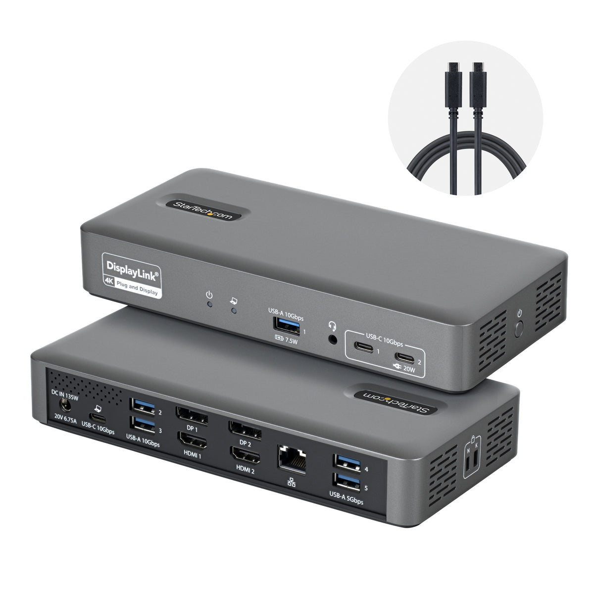 StarTech.com Dual-Monitor USB-C Docking Station, 4K 60Hz