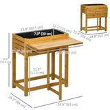 Jardinière surélevée avec table d'appoint pliante, bac à plantes en bois pour fleurs et légumes